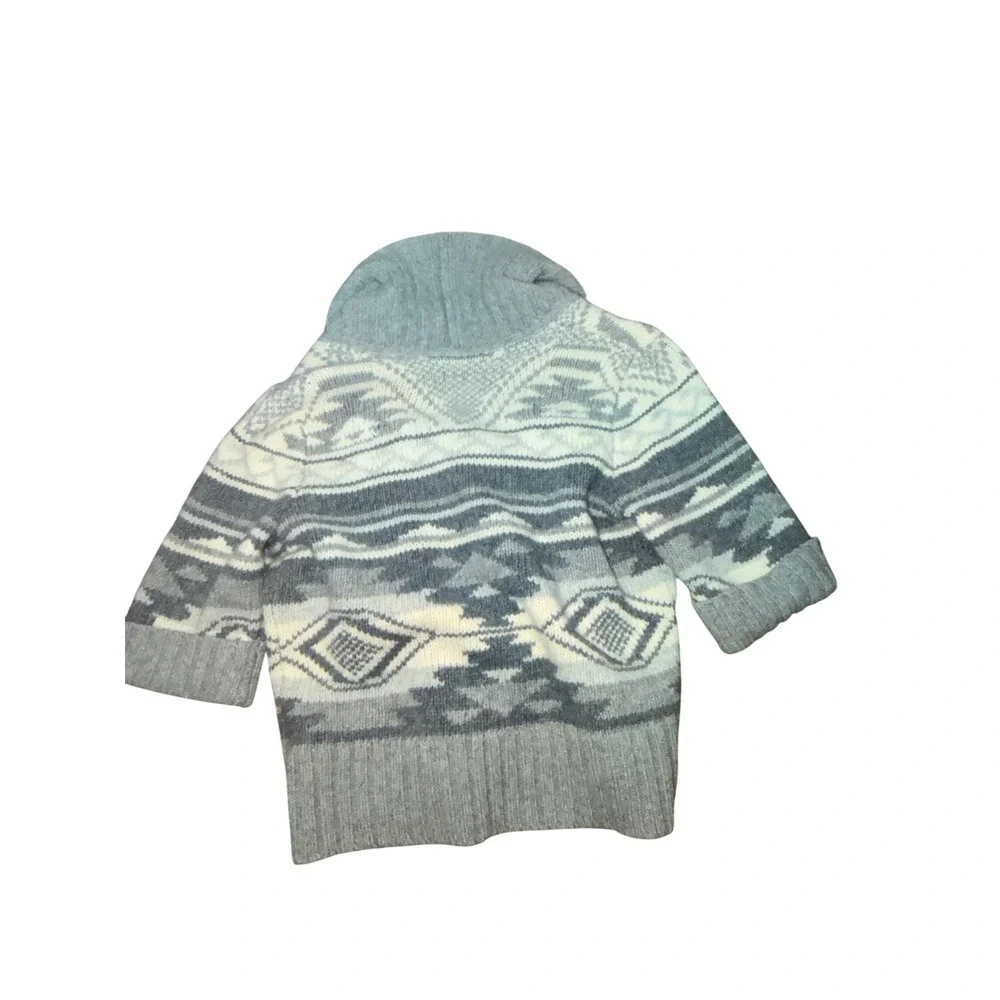 Lauren Ralph Lauren Petite Wool Angora Southwestern Cardigan Gray PM Western - Picture 3 of 4